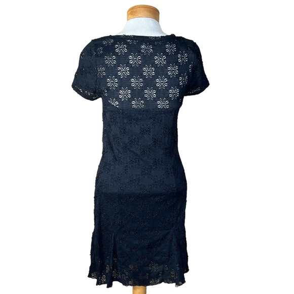 Free People Black Stretchy Lace Like Dress With Flower Design Fits Small… - Picture 5 of 15